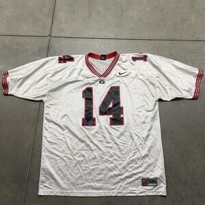 Georgia Bulldogs Jersey Mens 3XL White Red NCAA Football Mesh Number 14 Nike